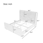 Κρεβάτι πλατφόρμας Queen Size με υφασμάτινη επένδυση κοτλέ σε ταμπά χρώμα και κεφαλάρι τύπου wingback