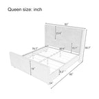 Κρεβάτι πλατφόρμας Queen Size με υφασμάτινη επένδυση κοτλέ σε ταμπά χρώμα και κεφαλάρι τύπου wingback
