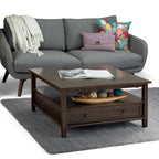 Solid Wood 36 inch Wide Square Transitional Coffee Table