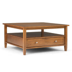 Solid Wood 36 inch Wide Square Transitional Coffee Table