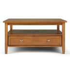 Solid Wood 36 inch Wide Square Transitional Coffee Table