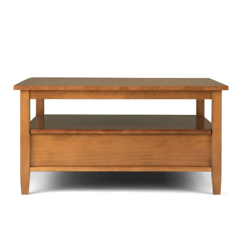 Solid Wood 36 inch Wide Square Transitional Coffee Table