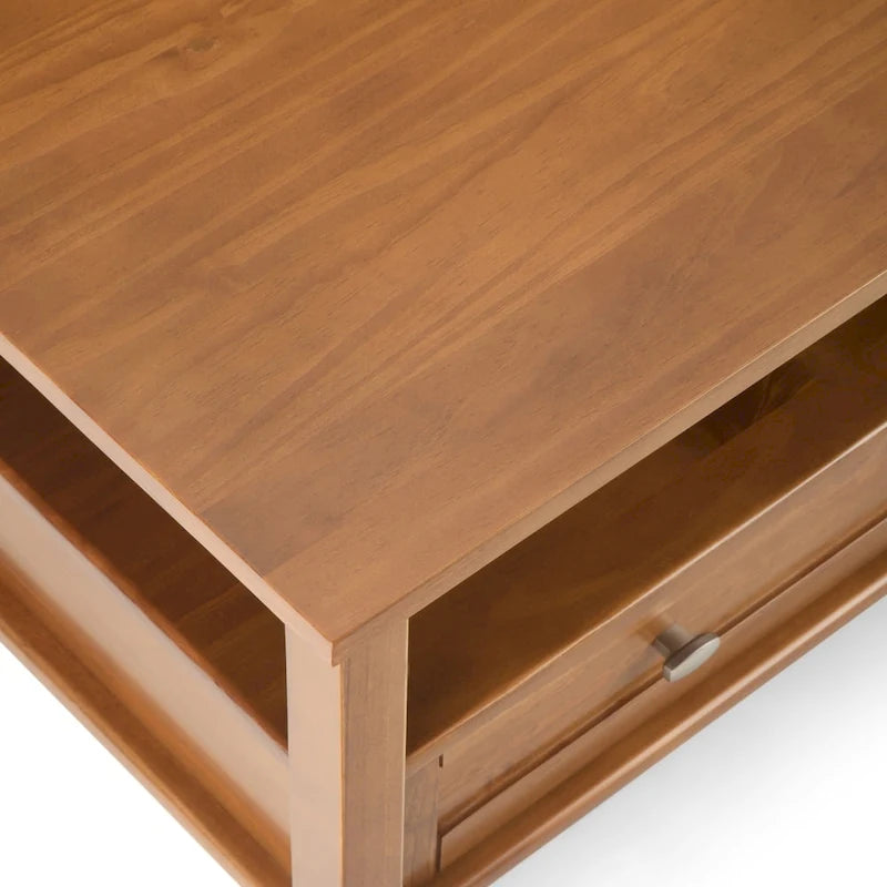 Solid Wood 36 inch Wide Square Transitional Coffee Table