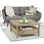 Solid Wood 36 inch Wide Square Transitional Coffee Table
