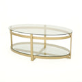Modern Glam Tempered Glass Coffee Table with Iron Frame
