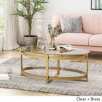 Modern Glam Tempered Glass Coffee Table with Iron Frame
