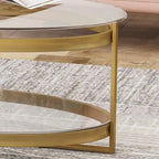 Modern Glam Tempered Glass Coffee Table with Iron Frame