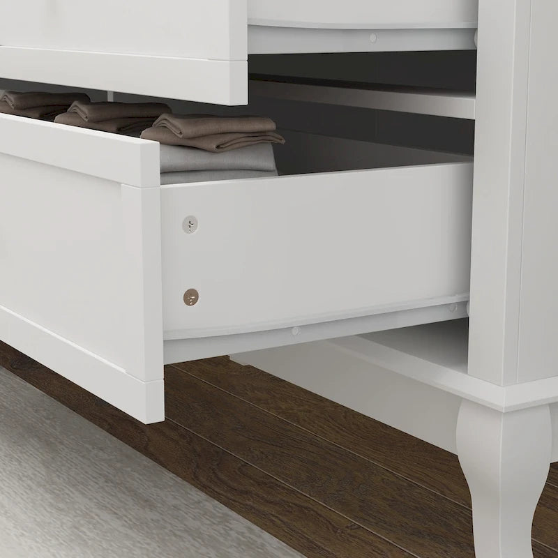 Lacquer Dresser for Bedroom with Deep Drawers Wooden 6 Drawers Chest