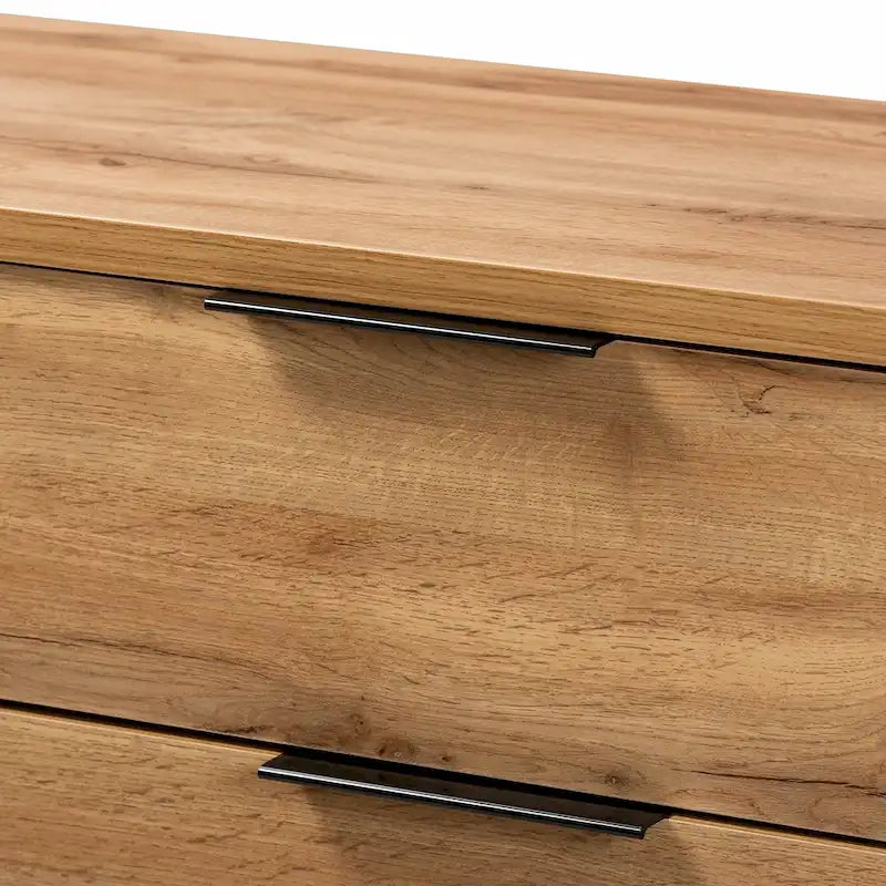 Franklin Oak Wood and Black Metal 5-drawer Bedroom Chest