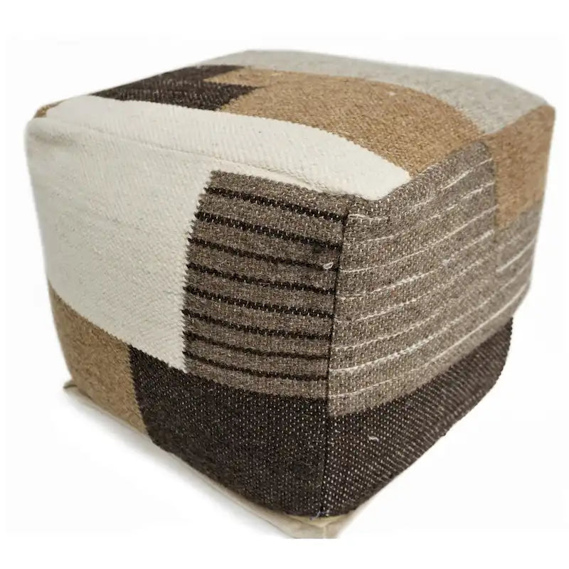 Home&Manor Wool Cotton Anacani Pouf