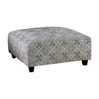 Transitional Grey Fabric Patterned Cocktail Ottoman