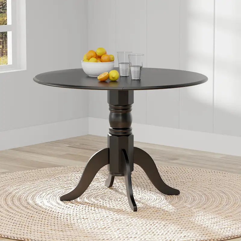 42 Wood Pedestal Base Double Drop Leaf Dining Table