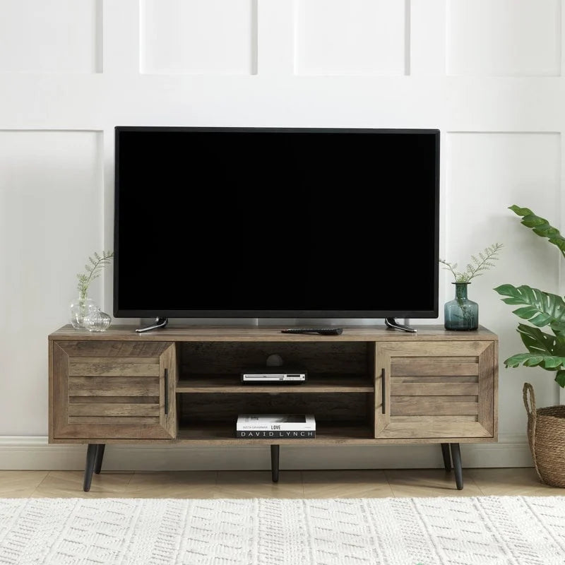 TV-Ständer im Mid-Century-Modern-Stil für Fernseher bis 70 Zoll, Entertainment-Center und Medienkonsole - 20.5 H X 59 W X 15.5 D