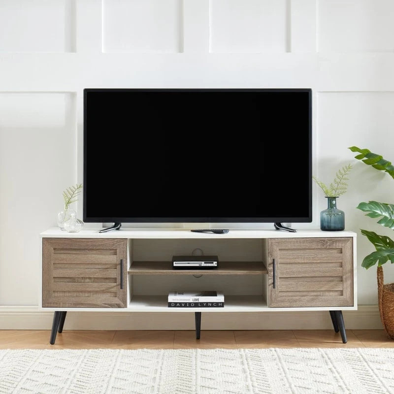 TV-Ständer im Mid-Century-Modern-Stil für Fernseher bis 70 Zoll, Entertainment-Center und Medienkonsole - 20.5 H X 59 W X 15.5 D