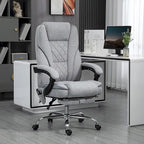 Massage-Bürostuhl mit 6 Vibrationspunkten, drehbarer Schreibtischstuhl mit verstellbarer Höhe und Fußstütze, Grau