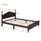 Cadre de lit plateforme queen size en bois, lit plateforme de style rétro