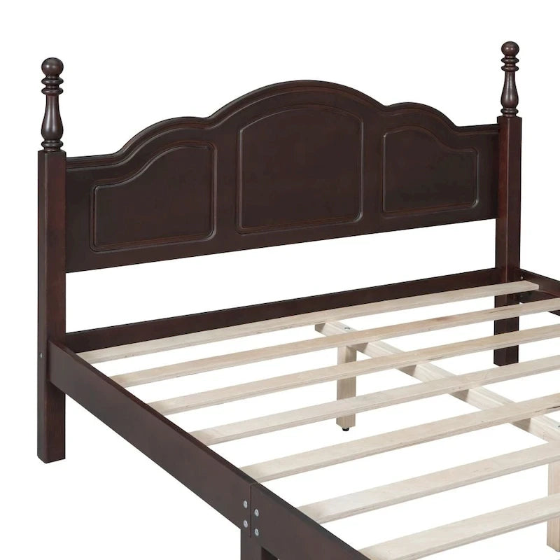Cadre de lit plateforme queen size en bois, lit plateforme de style rétro
