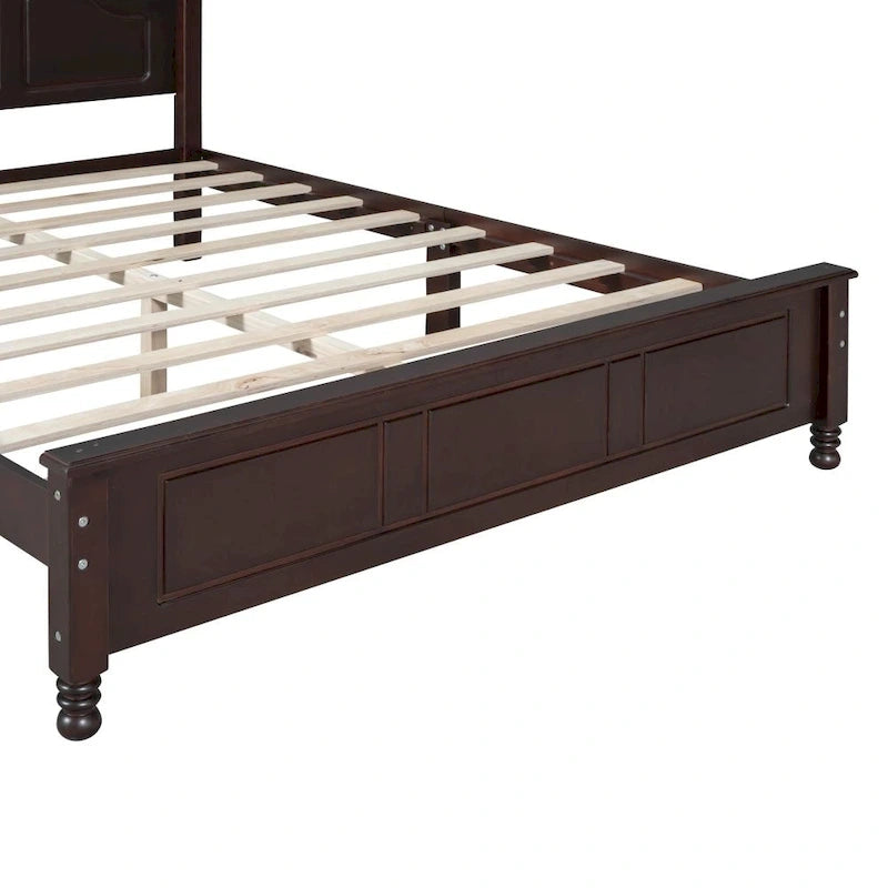 Cadre de lit plateforme queen size en bois, lit plateforme de style rétro