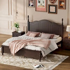 Cadre de lit plateforme queen size en bois, lit plateforme de style rétro
