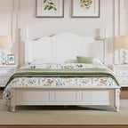 Cadre de lit plateforme queen size en bois, lit plateforme de style rétro