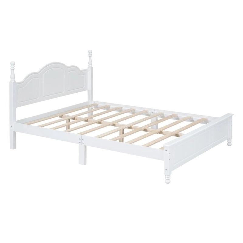 Cadre de lit plateforme queen size en bois, lit plateforme de style rétro