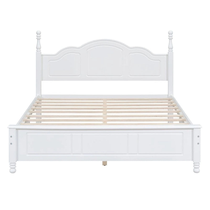 Cadre de lit plateforme queen size en bois, lit plateforme de style rétro