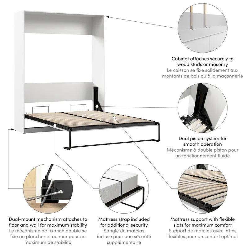 65W Space-Saving Queen Size Wall Bed