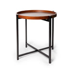 Runder Beistelltisch im Mid-Century-Stil mit abnehmbarem Holztablett