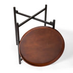 Runder Beistelltisch im Mid-Century-Stil mit abnehmbarem Holztablett