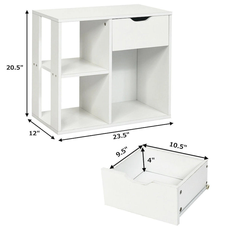 Beistelltisch mit 3 Ebenen, Ablageboden und Schubladen - 23.5 x 12 x 20.5 (L x W x H)
