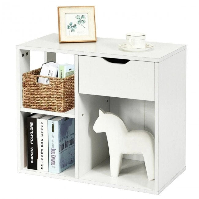 Beistelltisch mit 3 Ebenen, Ablageboden und Schubladen - 23.5 x 12 x 20.5 (L x W x H)