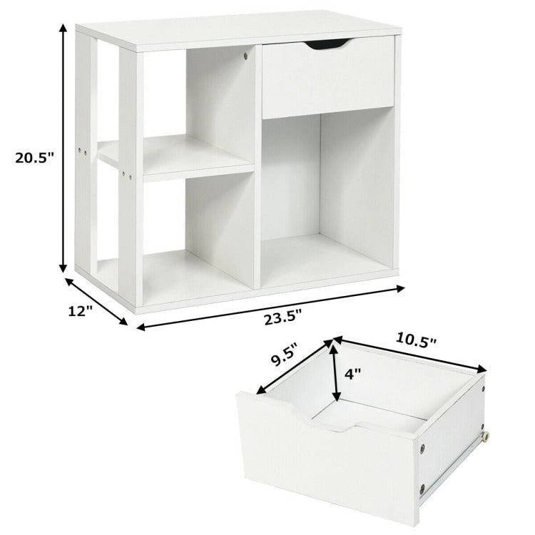 Beistelltisch mit 3 Ebenen, Ablageboden und Schubladen - 23.5 x 12 x 20.5 (L x W x H)