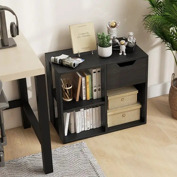 Beistelltisch mit 3 Ebenen, Ablageboden und Schubladen - 23.5 x 12 x 20.5 (L x W x H)