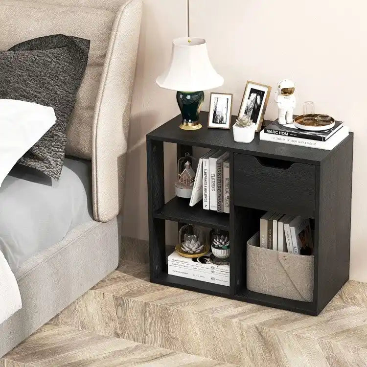 Beistelltisch mit 3 Ebenen, Ablageboden und Schubladen - 23.5 x 12 x 20.5 (L x W x H)