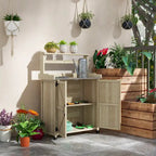 Potting Bench, Garden Work Bench with Galvanized Plated Tabletop
