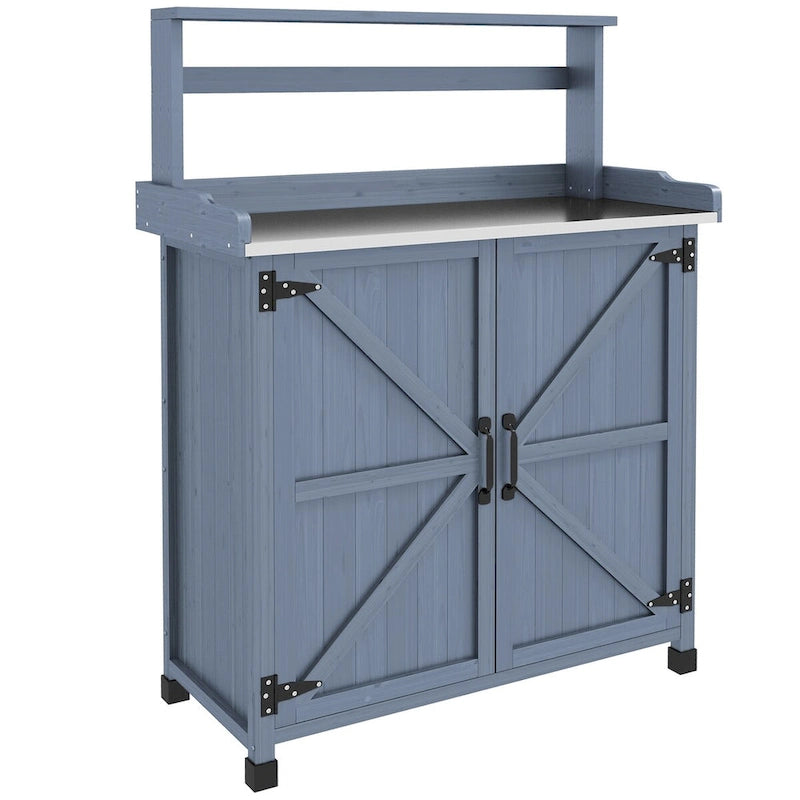 Potting Bench, Garden Work Bench with Galvanized Plated Tabletop