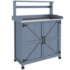 Potting Bench, Garden Work Bench with Galvanized Plated Tabletop