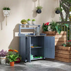 Potting Bench, Garden Work Bench with Galvanized Plated Tabletop