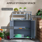 Potting Bench, Garden Work Bench with Galvanized Plated Tabletop