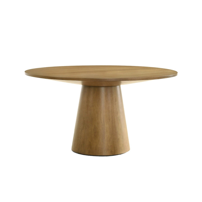 47 Inch Dining Table, Round Tabletop, Pedestal Base, Brown Finish