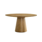 47 Inch Dining Table, Round Tabletop, Pedestal Base, Brown Finish