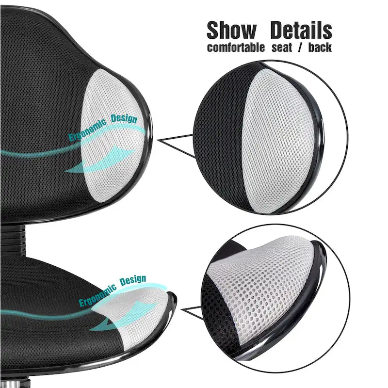 Sedia da ufficio ergonomica in rete con seduta imbottita e base girevole