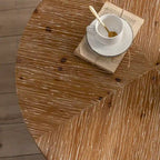 31.29 Splicing Round Coffee Table, Fir Wood Table Top with Gold Cross Legs Base