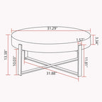 31.29 Splicing Round Coffee Table, Fir Wood Table Top with Gold Cross Legs Base