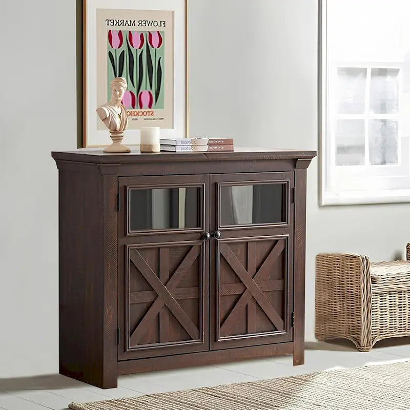 2 Doors Cabinet Large Buffet Sideboard Cabinet, Bar Wine Cabinet, Coffee Bar Wine Bar Storage Cabinet