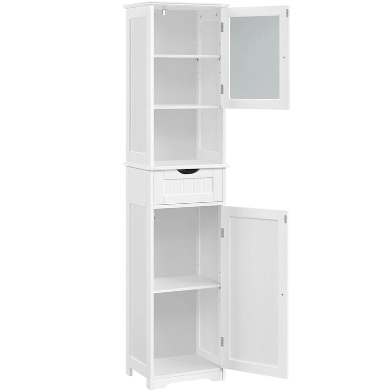Yaheetech Freestanding Storage Cabinet Kitchen Cupboard with Glass Door, White - N/A